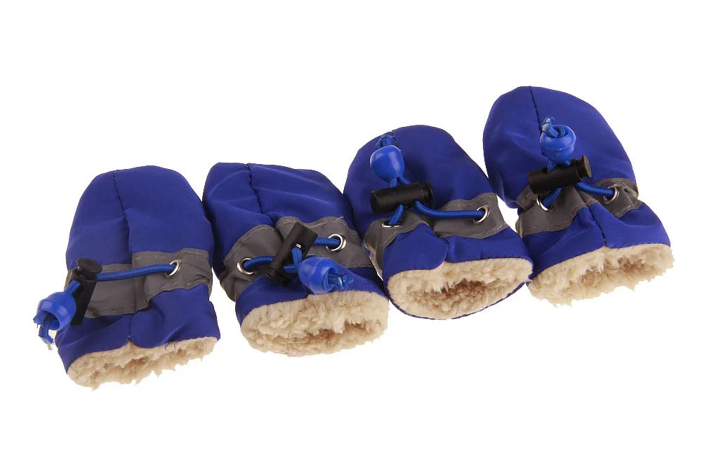 Winter Warm Fleece Plain Waterproof Dog Shoes Xs-3Xl Small Medium Large Pet Adjustable Puppy Sneakers Snow Boots