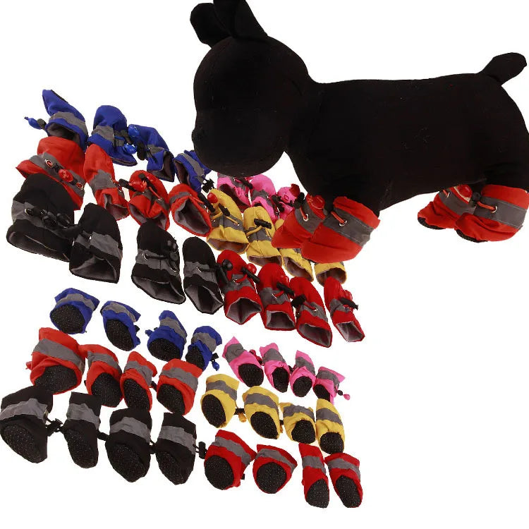 Winter Warm Fleece Plain Waterproof Dog Shoes Xs-3Xl Small Medium Large Pet Adjustable Puppy Sneakers Snow Boots