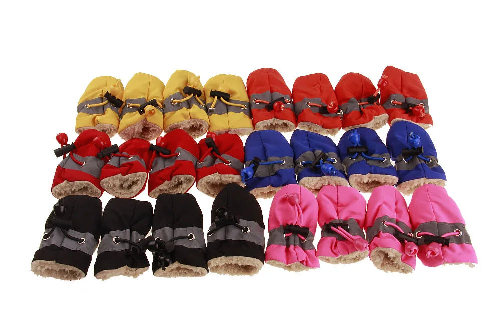 Winter Warm Fleece Plain Waterproof Dog Shoes Xs-3Xl Small Medium Large Pet Adjustable Puppy Sneakers Snow Boots