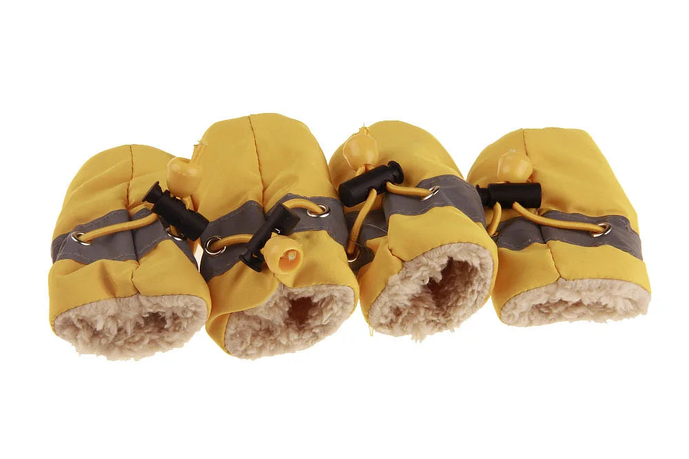 Winter Warm Fleece Plain Waterproof Dog Shoes Xs-3Xl Small Medium Large Pet Adjustable Puppy Sneakers Snow Boots
