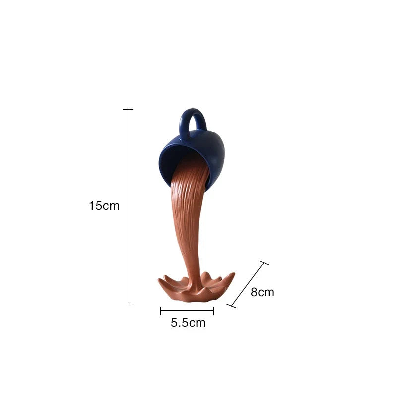 Floating Spilling Coffee Cup Sculpture Kitchen Decoration Spilling Magic Pouring Splash Creative Desktop Decor Home Decoration