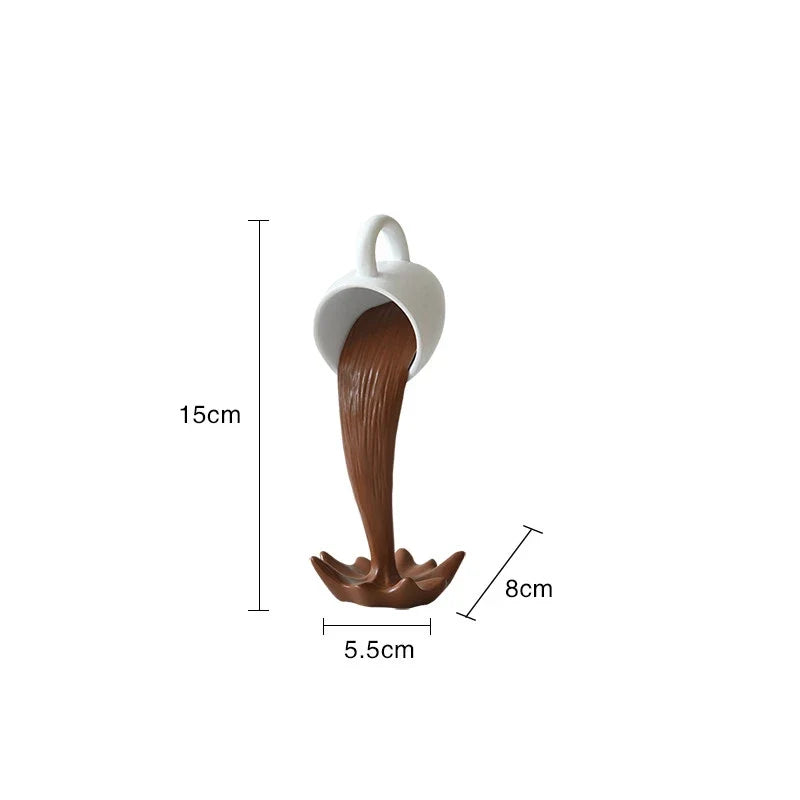 Floating Spilling Coffee Cup Sculpture Kitchen Decoration Spilling Magic Pouring Splash Creative Desktop Decor Home Decoration